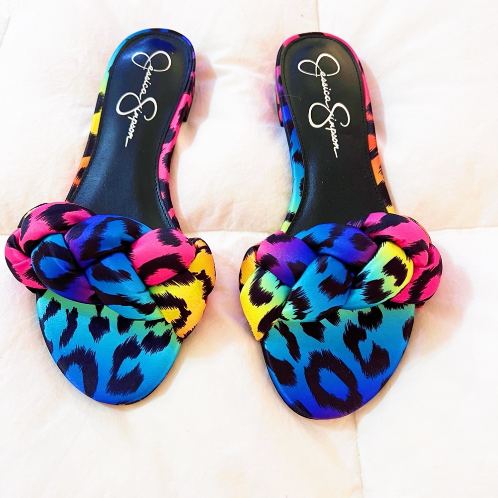 Jessica Simpson Ammiye Braided Slip On Neon Sandals Size 7